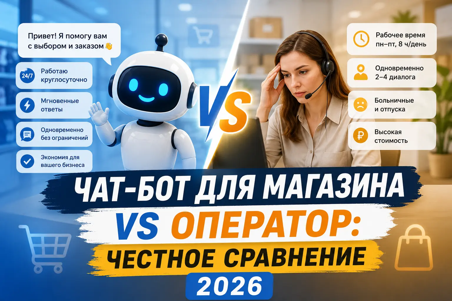 Чат-бот для магазина vs оператор: честное сравнение 2026